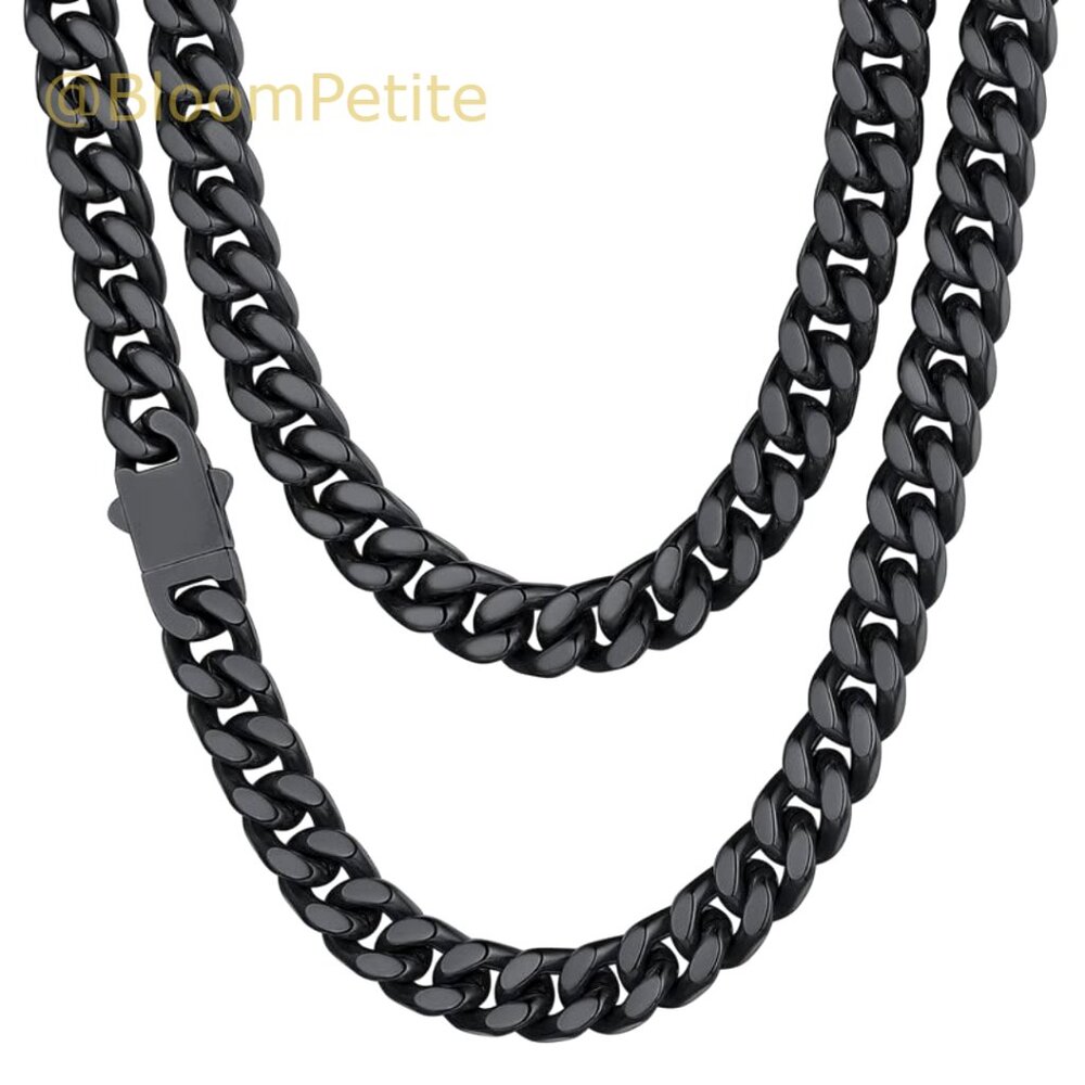 Stainless Steel Cuban Link Chain Necklace, 18K Gold Plated, 18-30 Inch